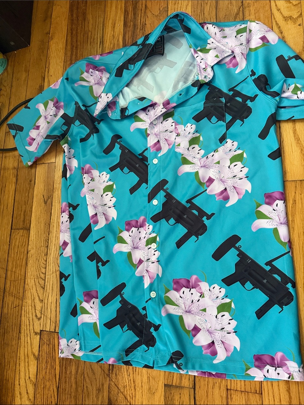 OAF nation full button up aloha ak47 Hawaiian shirt size M
